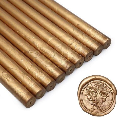 FsAlisa 9Pcs Glue Gun Sealing Wax Sticks for Wax Seal Stamp, Retro Vintage Metallic Bronze Great for Wedding Invitations, Cards Envelopes, Wine Pa...