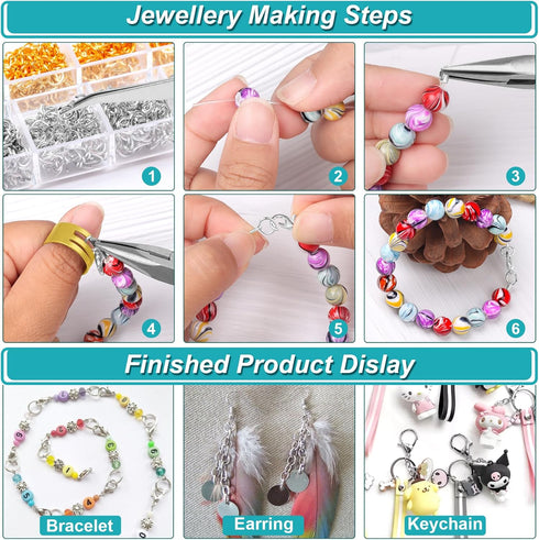 Jewelry Pliers and Jump Rings for Jewelry Making, Jewelry Repair Kit for Bracelet, Necklace, Needle Nose Pliers Round Nose Pliers Wire Cutters Cha...