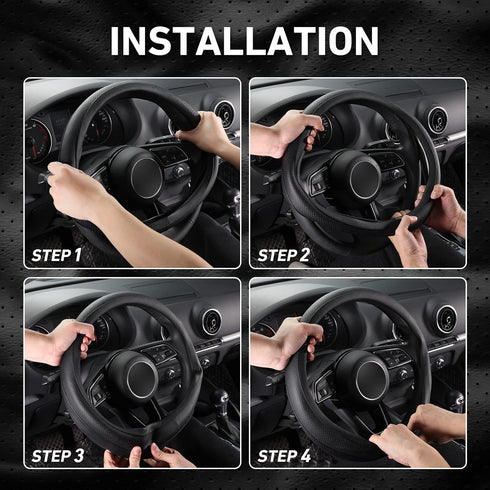 SEG Direct Black Car Steering Wheel Cover Small Size 14-14.25 inch (35.5-36 cm), for Prius Civic Model 3 Model Y Camaro, Breathable Microfiber Lea...