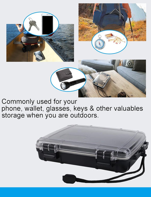 Waterproof Dry Box Case Watertight Storage Containers for Kayaking & Boating Floating Fishing Tackle Tray Boxes (Black)...