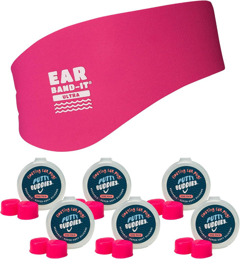 Earvolution Ear Band-It Ultra Premium Swimming Headband and Swimmers Ear Plugs Bundle - Invented by Ear, Nose, and Throat Physician - Made in USA ...