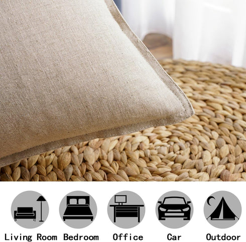 Jeanerlor Cotton Linen Soild Decorative Yellow 12"x20" Lumbar Throw Pillow Case Cushion Cover with Twin Needles Stitch on Edge for Coffee Shop/Bar...