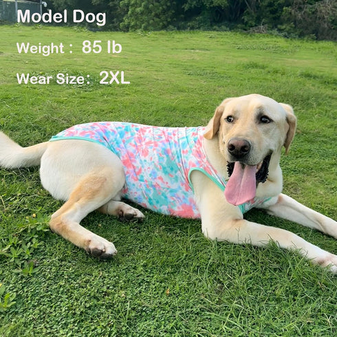 Dog Tie dye Sleeveless T Shirt Green Red Printed Dogs Vest Shirt Pajamas Breathable Stretchy Summer Clothes for Extra large Dog Boys Girls?3X-Larg...