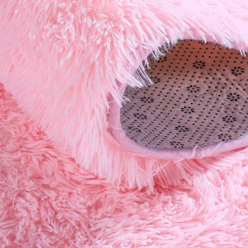 junovo Ultra Soft Washable Shaggy Rug - Non-Slip Oval Carpet for Nursery, Kids Bedroom & Home Decor (2.6x5.3ft Pink) | Plush Fluffy Floor Mat for ...