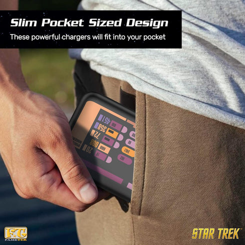 Star Trek Phone Charger | Slim Pocket Sized 10,000mAh Power Bank with TNG LCARS Design, 3 USB Outputs, 2.1A & 1A, Charges Three Devices, USB-A and...