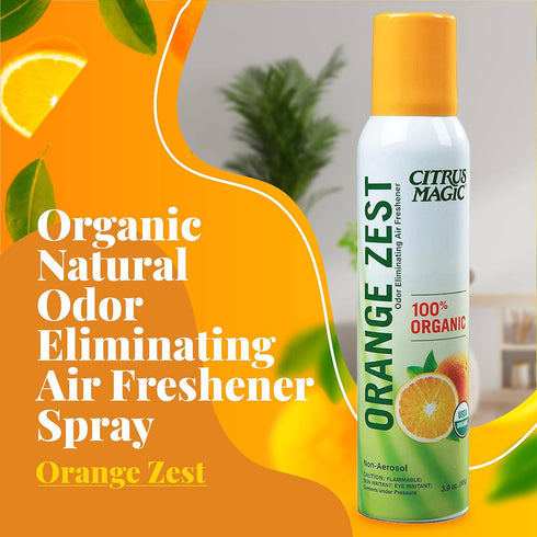 Citrus Magic Organic Natural Odor Eliminating Air Freshener Spray, Orange Zest, 3-Ounce, Pack of 3...