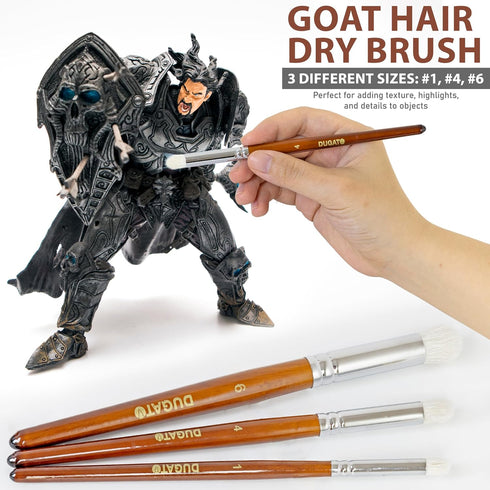 DUGATO Miniature Detail Paint Brush Set 15pcs, Micro Detailing Brushes & Dry Brushes with Premium Bristle and Wood Handle, for Acrylic Oil Waterco...