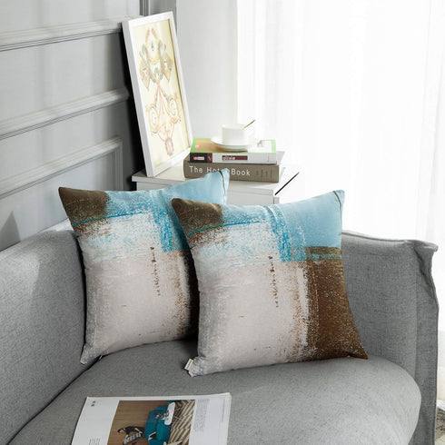 Britimes Throw Pillow Covers Modern Home Art Decor, 18 x 18 Inches Set of 2 Pillow Cases Decorative, Abstract Oil Painting Pillowcases for Bedroom...