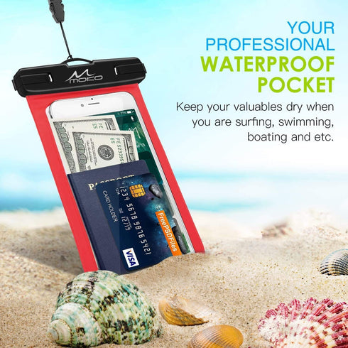 MoKo Waterproof Phone Pouch Holder, Underwater Cellphone Case Dry Bag with Lanyard Armband Compatible with iPhone 14 13 12 11 Pro Max X/Xr/Xs Max/...