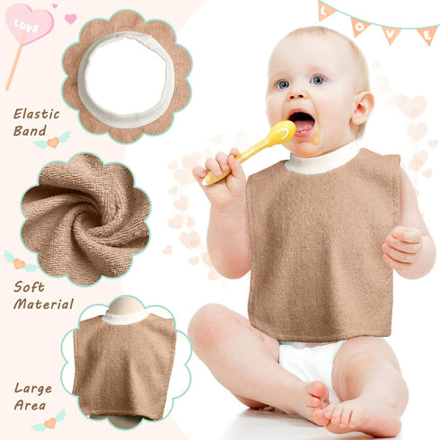 3 Pieces Full Coverage Toddler Bibs Absorbent Cotton Terry Towel Toddler Bibs Pullover Baby Bibs, 3 Colors...