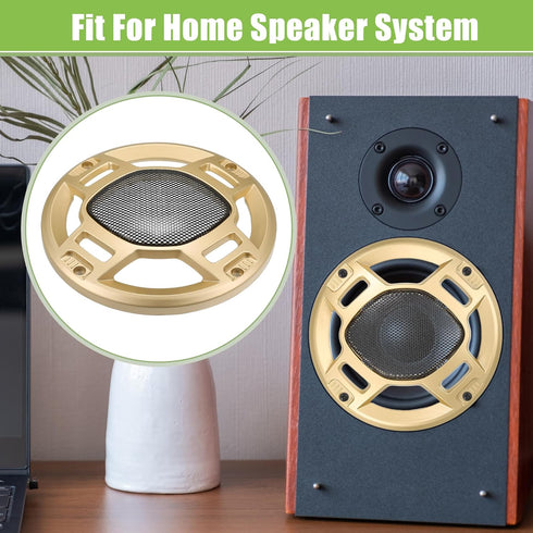 ACROPIX 5" Car Speaker Grills Cover Mesh Round 5 Inch Audio Speaker Subwoofer Guard Protector Case with Mounting Screws Iron Gold Tone Black - Pac...