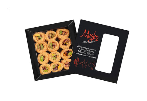 Mughe Gourmet Bite Size Pistachio Esh El Bulbul Baklava Kataifi Pastry Gifts - 150g/5.30oz -Rich Turkish Pistachios Shatila Baklawa Arabic Dessert...