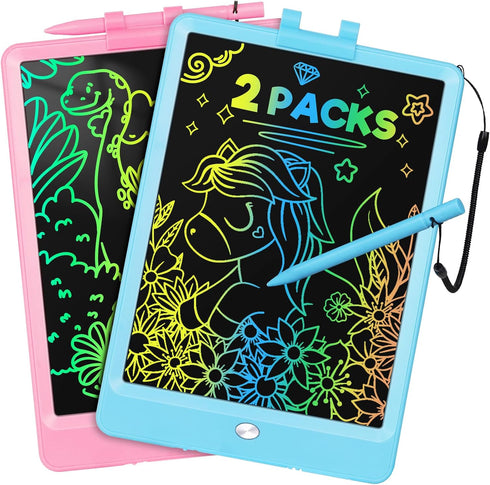 Drawing Tablet, 2pack Lcd Writing Tablet for Kids, Colorful Toddler Doodle Board, Erasable Reusable Electronic Drawing Pads, Educational and Learn...
