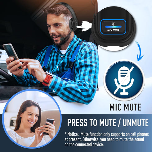 Wireless Headset with Microphone - Single-Ear Headphone, Adjustable Headband, Noise Isolation Mic - Communication for Truck Drivers, Home Office, ...