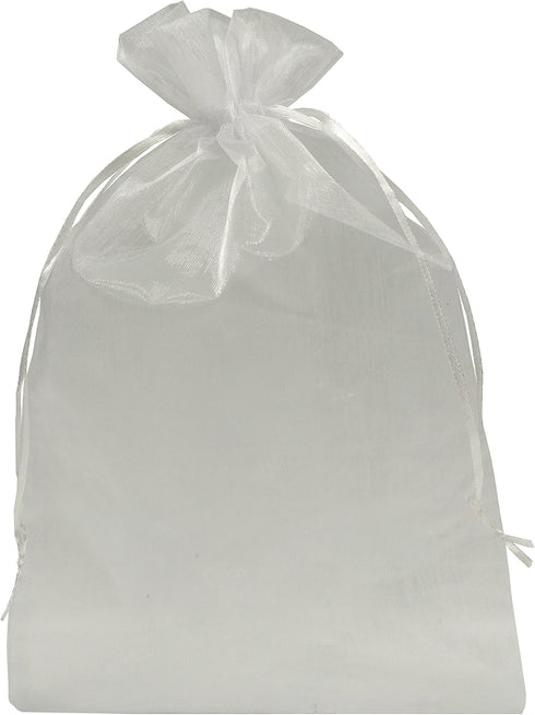 Ankirol 50pcs Sheer Organza Favor Bags 12 X 16 INCH X Large Organza Drawstring Bags (white)...