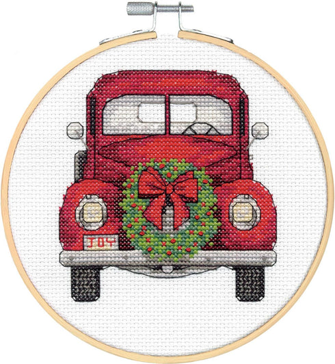 Dimensions Vintage Truck Christmas Counted Cross Stitch Kit, 6" D, White 14 Cnt. Aida 5...