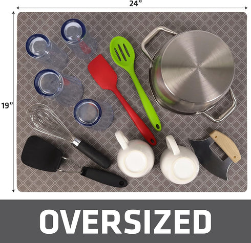 Drymate XL Dish Drying Mat, Oversized (19”x24”), Low-Profile, Super Absorbent, Quick Dry Fabric, Waterproof & Slip-Resistant, for Kitchen Counter,...