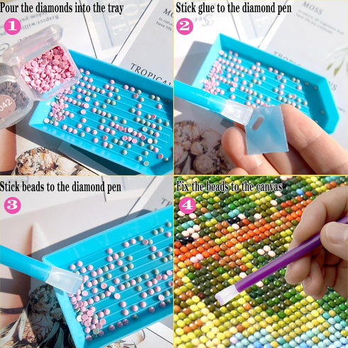 QYING 39PCS Blue 5D Diamond Art Painting Tools and Accessories Kits,with 12 Plastic Diamond Art Painting Trays,22pcs Glue Clay,5 Diamond Art Paint...