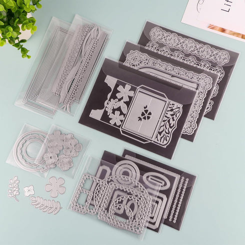50 Pcs/Set 5 Sizes Stamp & Die Storage Pockets Resealable Clear Plastic Seal Bags Storagefor Cutting Dies Stamp Crafts for DIY Scrapbooking Paper ...