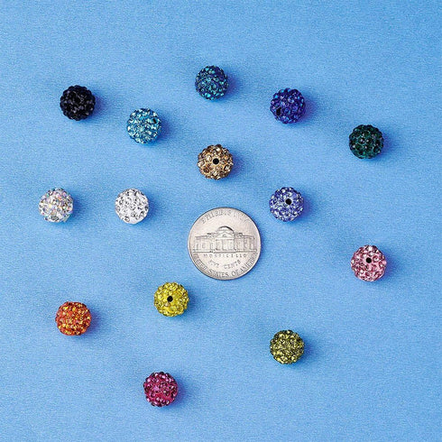Beadthoven 1Box/150pcs 10mm 15 Colors Pave Czech Crystal Rhinestone Clay Spacer Beads Round Polymer Disco Ball Beads Charms for DIY Bracelet Earri...