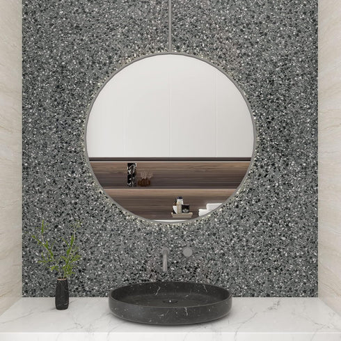 CRE8TIVE Light Black Terrazzo Contact Paper Peel and Stick Wallpaper Glossy Granite Contact Paper for Countertops Waterproof Self Adhesive Marble ...