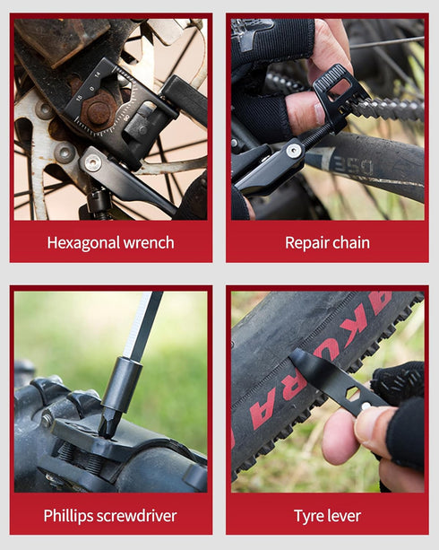 Bike Multi Tool, Bicycle Repair Tool Kit 38 in 1 Bicycle Multitool with Chain Levers Hex Spoke Wrench Splitter Tool and Crank Puller Portable Repa...