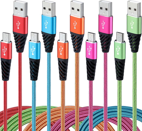 Micro USB Cable Fast Charge,Nylon Braided Android USB Cable 6FT 5-Pack Phone Charging Cord Compatible with Samsung Galaxy S6 S7 Edge J3 J7,LG,HTC,...