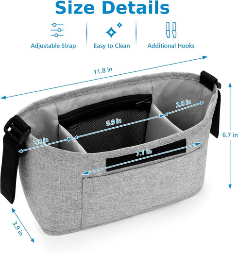 Accmor Universal Stroller Organizer, Stroller Bag Caddy Organizer with Adjustable Shoulder Strap, Stroller Organizer Accessories for Uppababy, Bab...