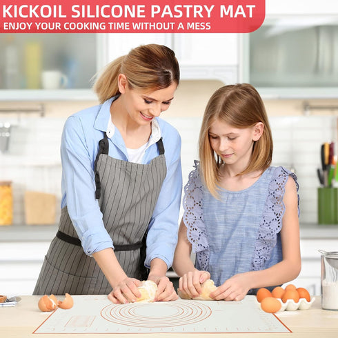 Silicone Pastry Mat 2 Pack Non Stick Baking Mat with Measuremenst 16" x 12" Small Non Slip Silicone Baking Mat for Fondant/Rolling Dough/Pie Crust...