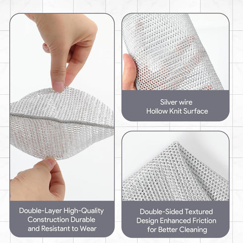 Non Scratch Dish Washing Cloth Wire Kitchen Dish Towels Dishwashing Rag Scrub Scratch Cloth Tableware Scrubber and Windows Cleaning Clothes Househ...
