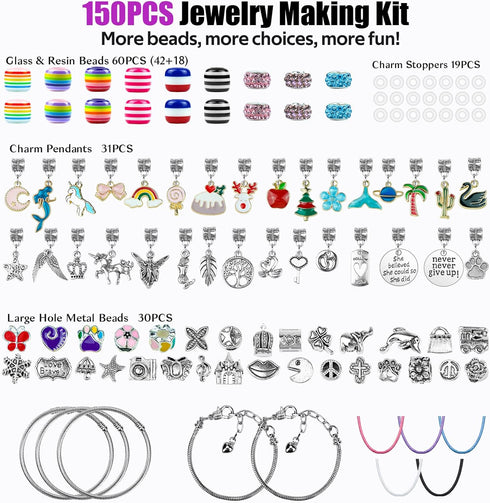 Gionlion Charm Bracelet Making Kit, Jewelry Making Kit Trendy Stuff for Kids Ages 6-12, Unicorn Toy Cute Stuff for Teen Girls Gifts Birthday Gift,...