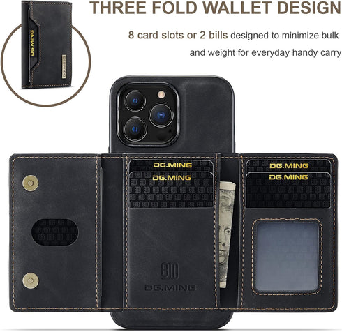 SZHAIYU 2 in 1 Detachable Back Cover Compatible with iPhone 13 Pro Max Wallet Case with Card Holder Leather Pocket Slim Phone Cases 6.7'' (Black)...