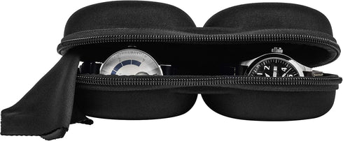 Double Watch Travel Case Storage Holder Box for 2 Watches | Dual Tough Portable Protection w/Zipper Fits All Wristwatches & Smart Watches Up to 50...