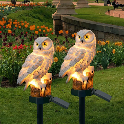 DOUBLE 2 C Solar Garden Light Outdoor, Owl Solar Garden Stake Light, Waterproof Warm White LED Light for Garden, Patio, Yard, Lawn, Walkway Decora...