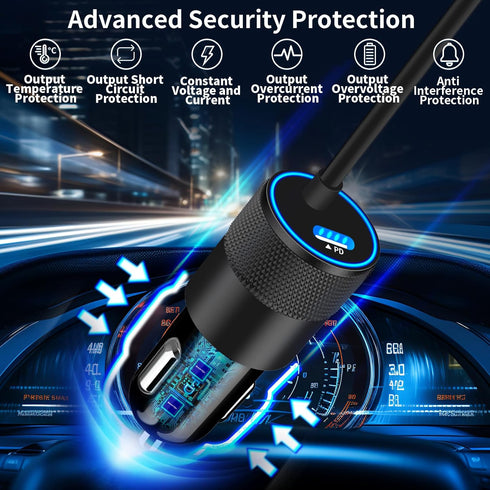 ?MFi Certified? iPhone 15 Fast Car Charger, Rombica 90W Dual PD Power Cigarette Lighter Adapter USB-C Car Charger Fast Charging with 6FT Type-C Ca...