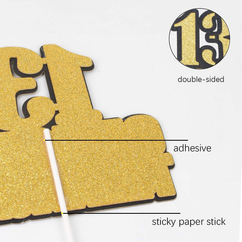 OFFICIAL TEENAGER 13 Birthday Cake Topper - Video Game Boy's 13th Birthday Gold Glitter Cake Supplies - Thirteen Years Old Birthday Party Decorati...