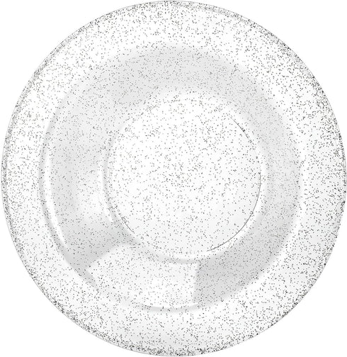Glitter Silver Premium Plastic Round Dessert Bowl - 5 oz (12 Packs of 10) - Elegant Durable Plastic, Ideal for Weddings, Parties & Events (120)...