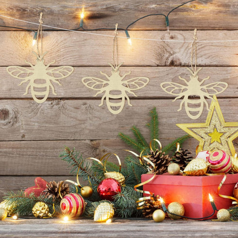 Amosfun 20pcs Bee Wooden Ornaments Unfinished Wood Slices Crafts Predrilled with Hole Spring Easter Bee Festival Party Decorations DIY Painting St...