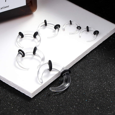 Jstyle 18Pcs 14G-4G Acrylic Pincher Tapers Septum Ring C Shape Buffalo Stretcher Expander with Black O-Rings for Stretching Pierced Nose Ear Carti...