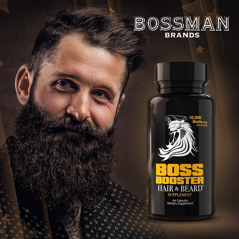 Bossman Boss Booster Supplement – 60 Capsules – MSM and 10,000 MCG Biotin Beard Growth Vitamins for Men – 30-Day Supply...