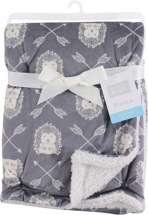 Hudson Baby Unisex Baby Plush Mink and Sherpa Blanket, Hedgehog, One Size...