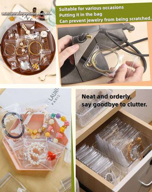 100Pcs PVC Jewelry Pouches Clear Zipper Bags Anti Oxidizing Earrings Storage Bags for Storage Jewelry Packing Bags...
