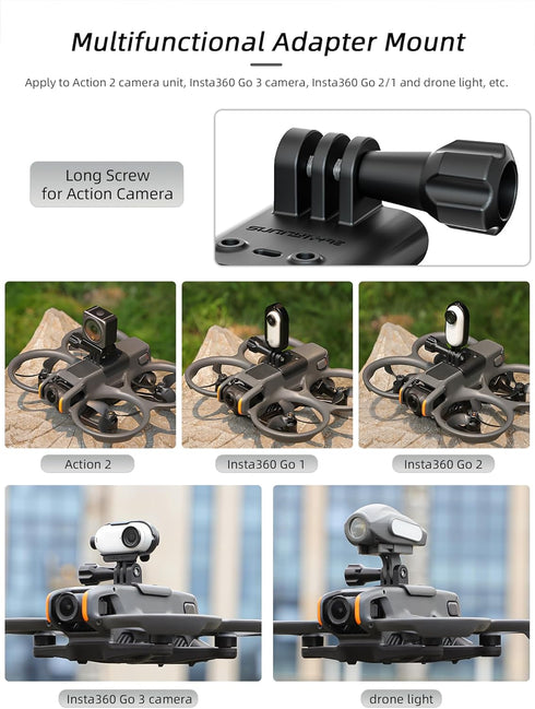 BTG Avata 2 Action Camera Mount Holder for Action 4 3/Pocket 3 /Insta360 X4 X3 Go 3/ Night Light/Fill Light Sport Camera Mount...