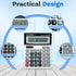 Empire Desk Calculator with Large Key Buttons, 12 Digits, Large Eye-Angled Display, Solar and Battery Powered for Home and Office (Battery Include...