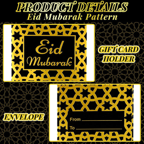 48 Pcs Eid Mubarak Money Envelopes for Cash Gifts Eid Money Envelopes with Gold Foil Printing Design Ramadan Lucky Cash Currency Gift Card Holders...