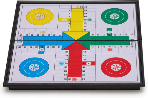 Yellow Mountain Imports Ludo Magnetic Folding Travel Board Game Set - 9.8 Inches - Portable Classic Strategy Game Set...
