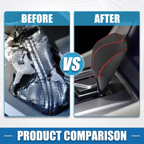 Automatic Gear Shift Knob Cover Sheath Transmission Boot Shift Lever for Subaru Legacy Outback 2020-2023 Faux Leather Black Red Stitches...