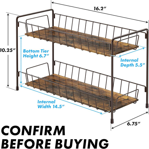 Simple Houseware Countertop Spice Rack 2-Tier Kitchen Spice Organizer Storage Shelves, Bronze...