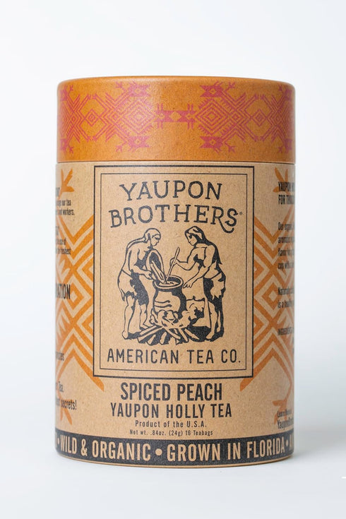 Yaupon Brothers Spiced Peach Yaupon Tea - 16 Eco-Friendly Yaupon Peach Tea Bags Crafted from Organic Peach Green Tea Ingredients & Antioxidant Ric...