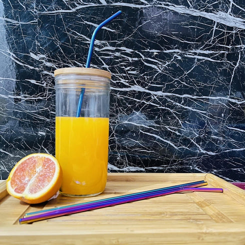 Colorful Stainless Steel Straws, 4pcs Ultra Long 12" Reusable Rainbow Color Drinking Straws with Silicone Tips and Cleaning Brush...